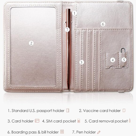 Passport and Vaccine Card Holder Combo Passport Holder Wallet With Vaccination C - Picture 5 of 9